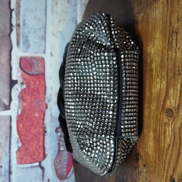 Zara Crystal Studded Black Satin Bag - Picture 5 of 9